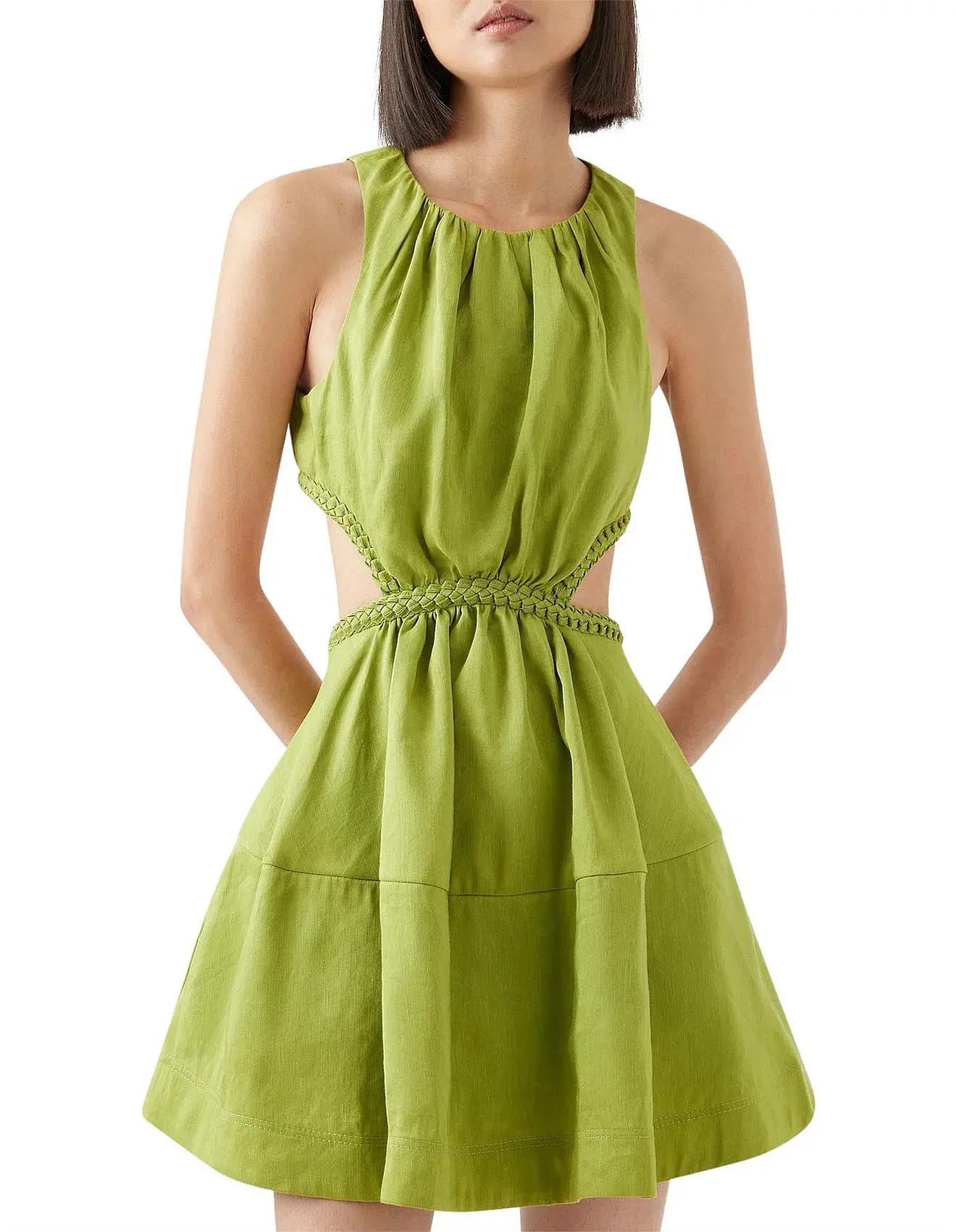 Aje Voyage Braided Cut Out Mini Dress Green Size AU 6 - Image 1
