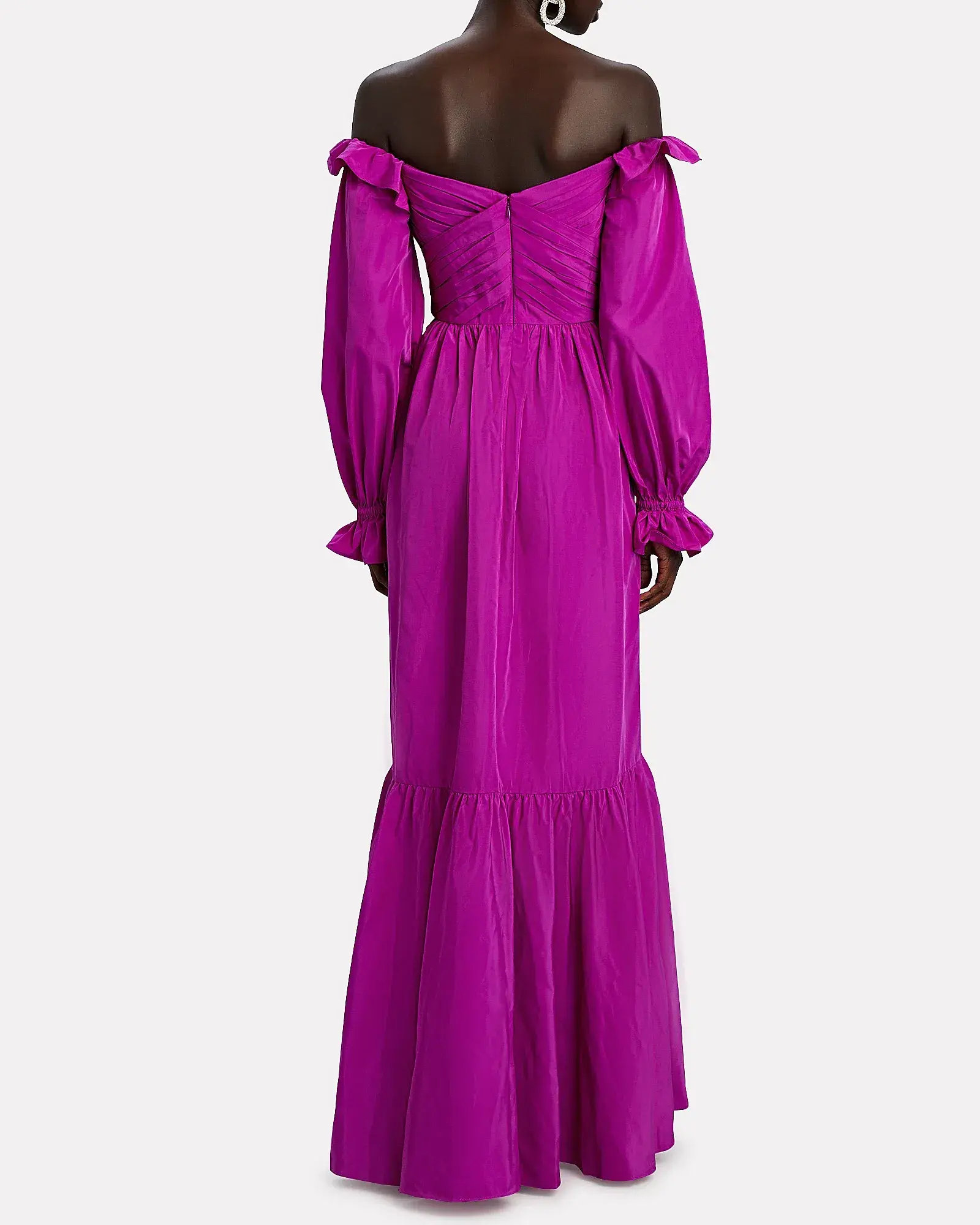 Self Portrait Off-the-shoulder ruffled taffeta gown Purple Size AU 12 - Image 2