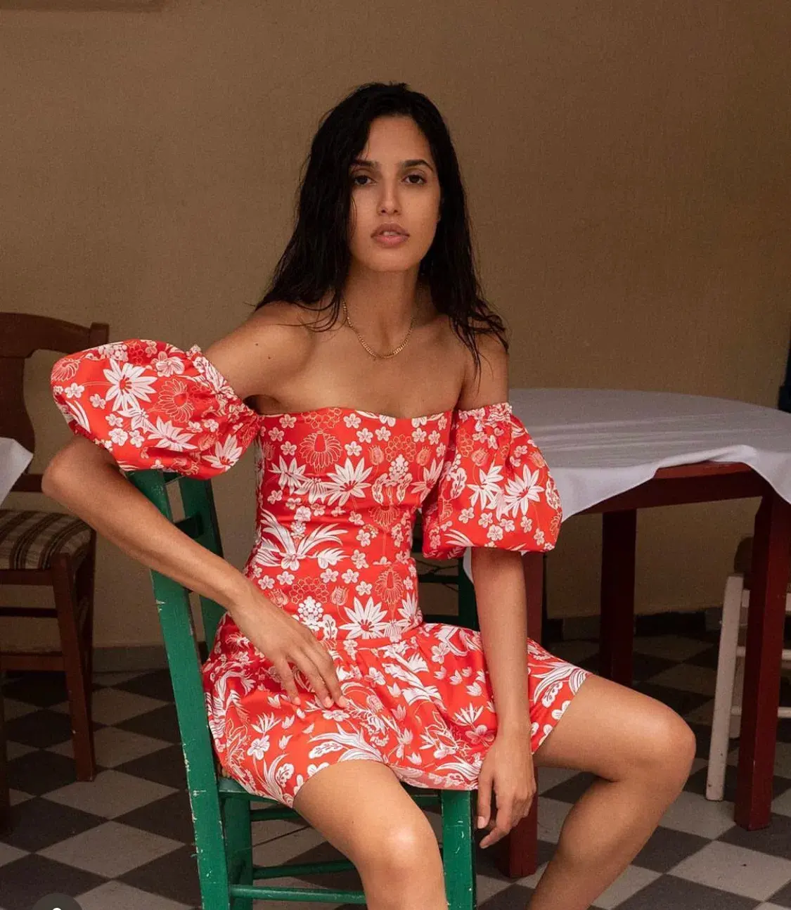Borgo De Nor Ziggy Off The Shoulder Floral Print Mini Dress Red Size AU 8 - Image 5