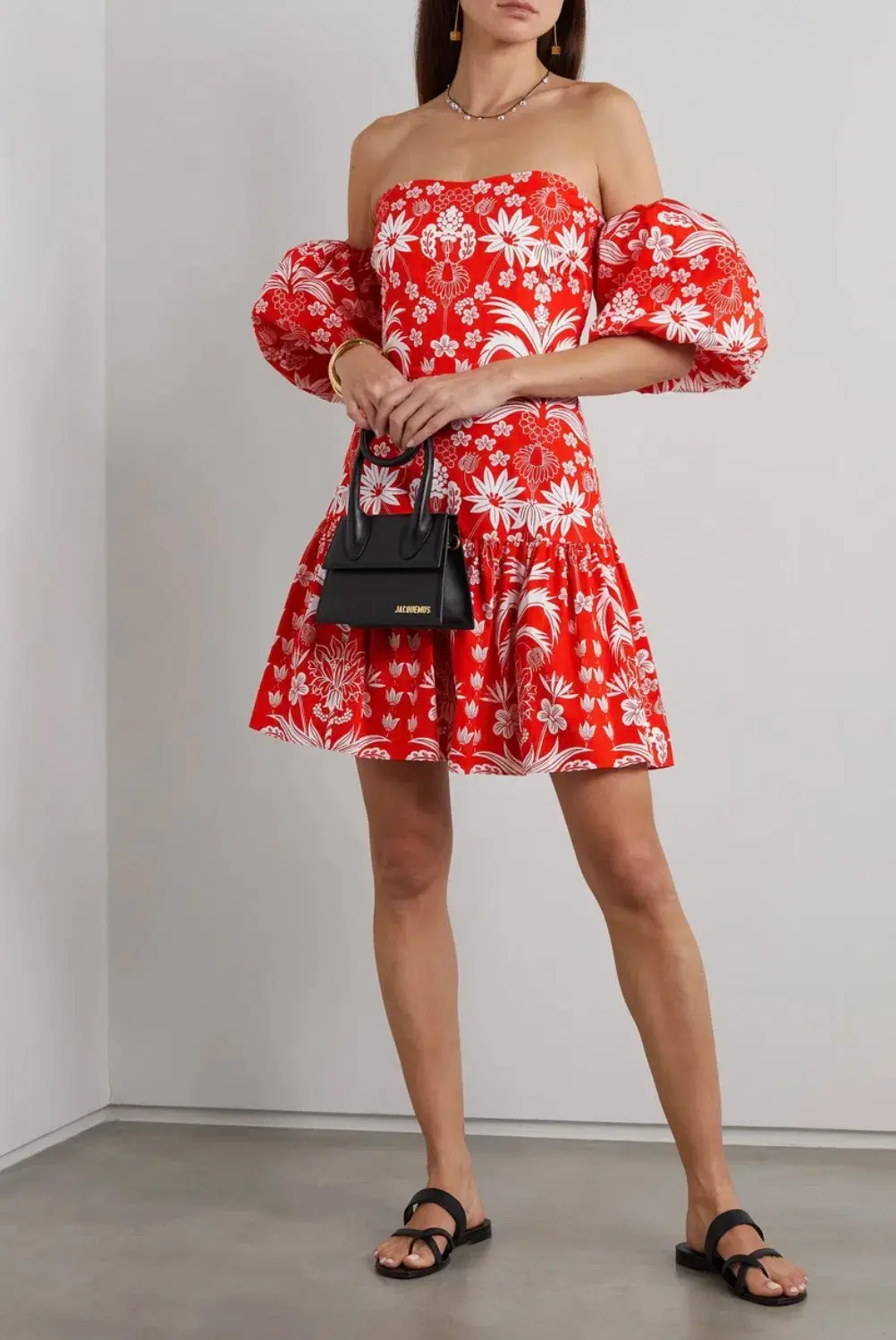Borgo De Nor Ziggy Off The Shoulder Floral Print Mini Dress Red Size AU 8 - Image 1