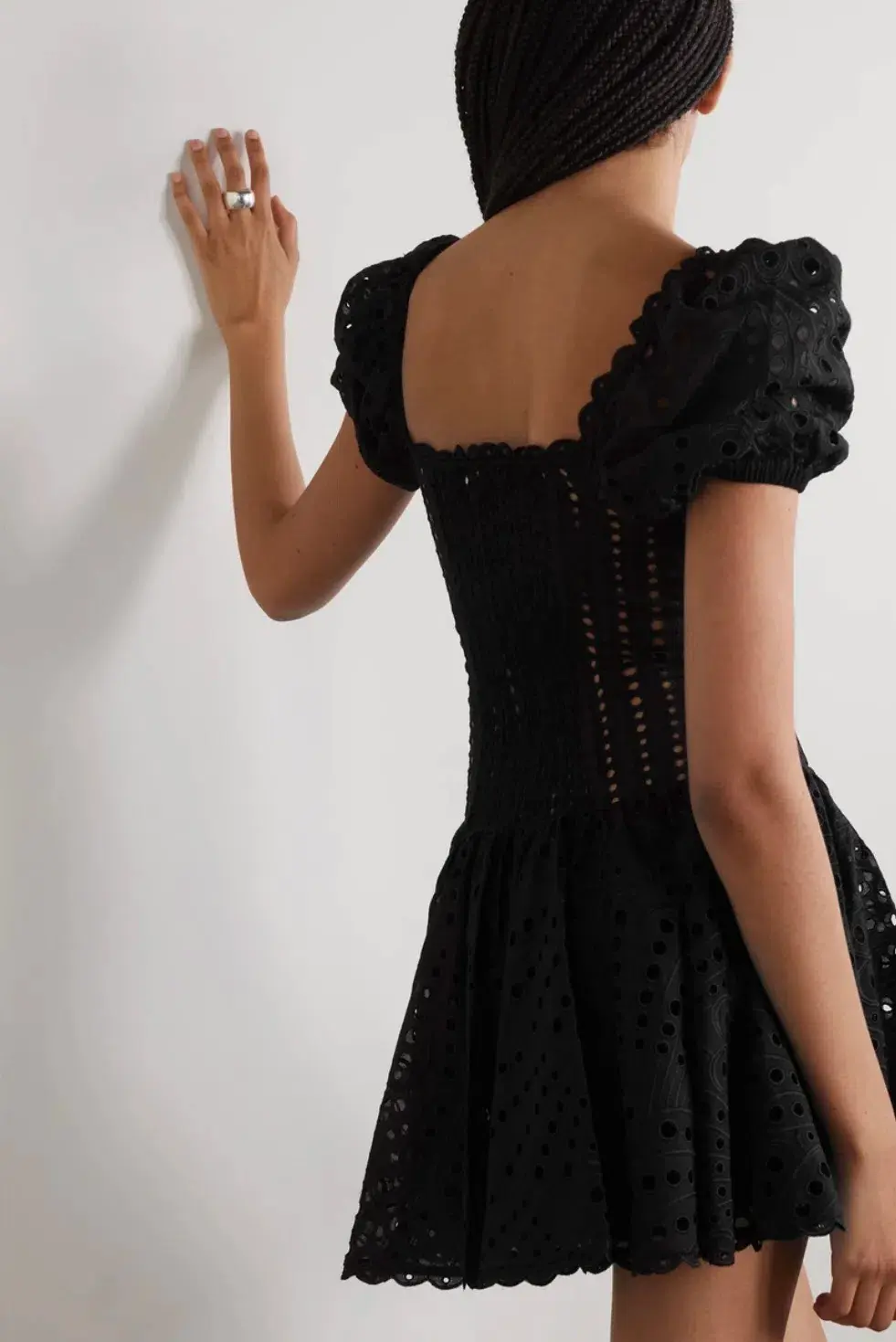 Charo Ruiz ‘Yara’ Broderie Anglaise Cotton-Blend Mini Dress Black Size Medium (AU 10)  - Image 2
