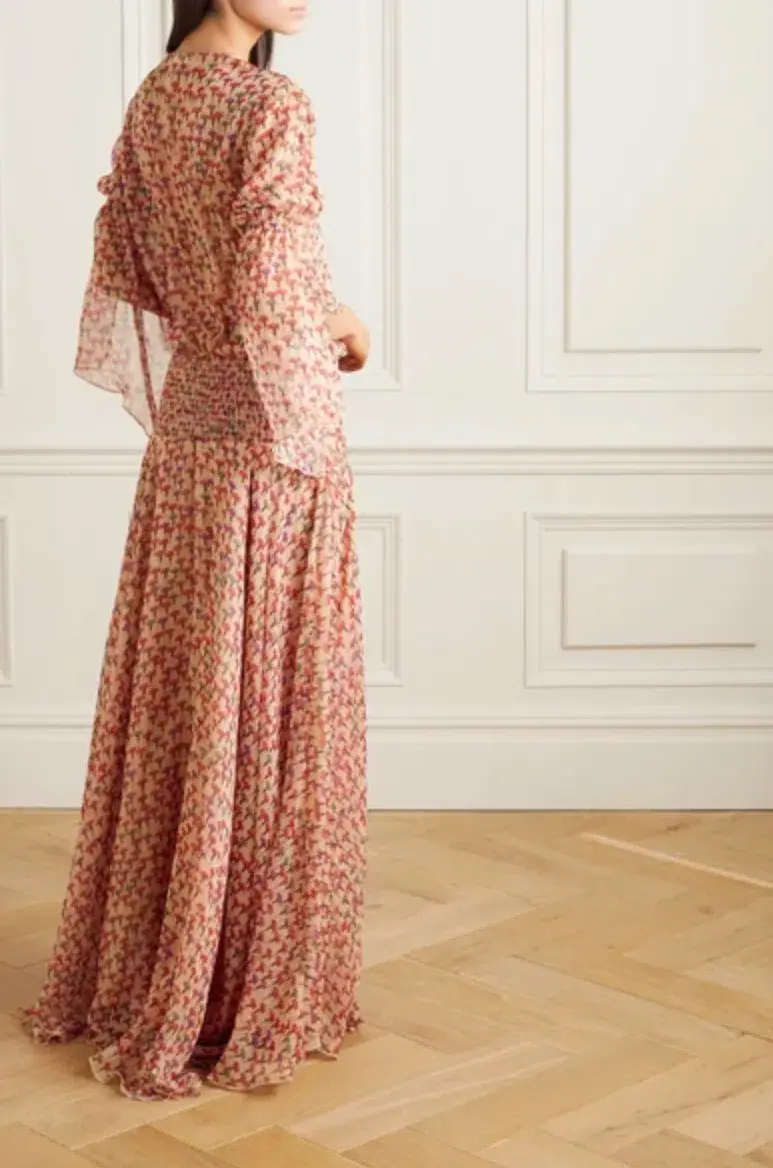 Eywasouls Malibu Claire Smocked Chiffon Maxi Dress Floral Size 8 - Image 3