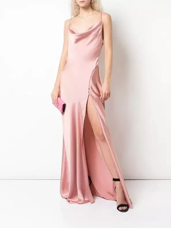 Jonathan Simkhai Satin Maxi Slip Gown Rose Size S (AU 8) - Image 4