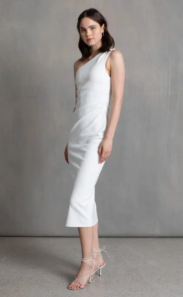 Bec & Bridge Be Mine Asym Midi Dress Ivory Size 10 / M for rent on The Volte - main image
