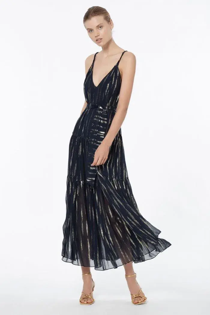 Manning Cartell Cosmic Girl Tiered Maxi Dress Navy Size 6 / XS for rent on The Volte - main image