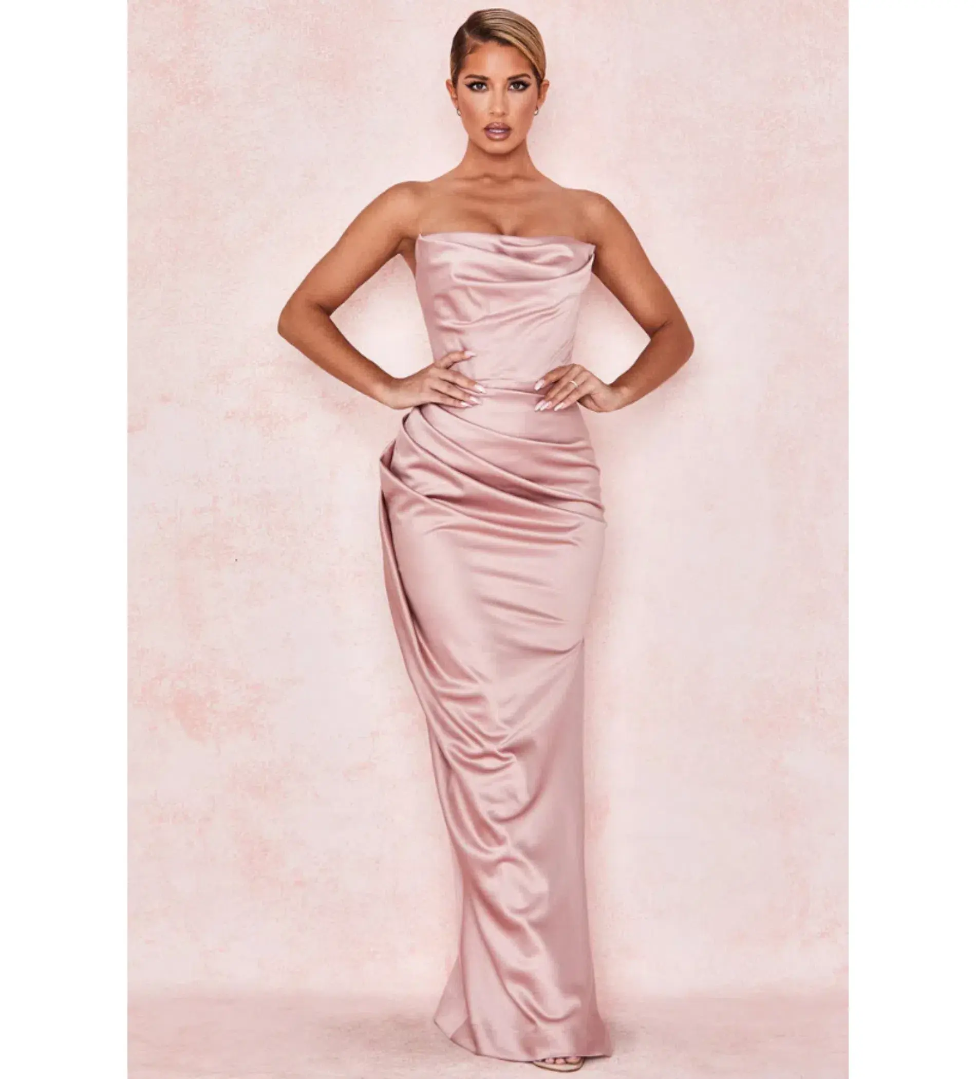 House of CB Adrienne Satin Strapless Gown Blush Size S / Au 8 - Image 1