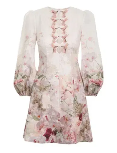 Zimmermann Dancer Hummingbird Mini Dress Alabaster Garden Floral Size 0 / Au 8 - Image 3
