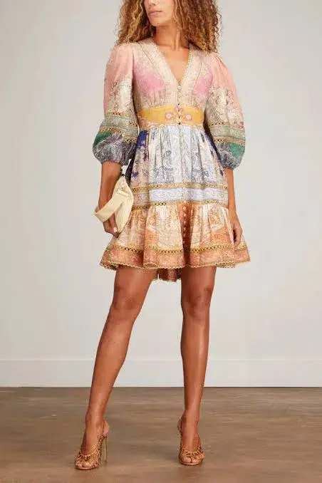 Zimmermann Anneke Lantern Mini Dress Print Size 3 / Au 14 - Image 3