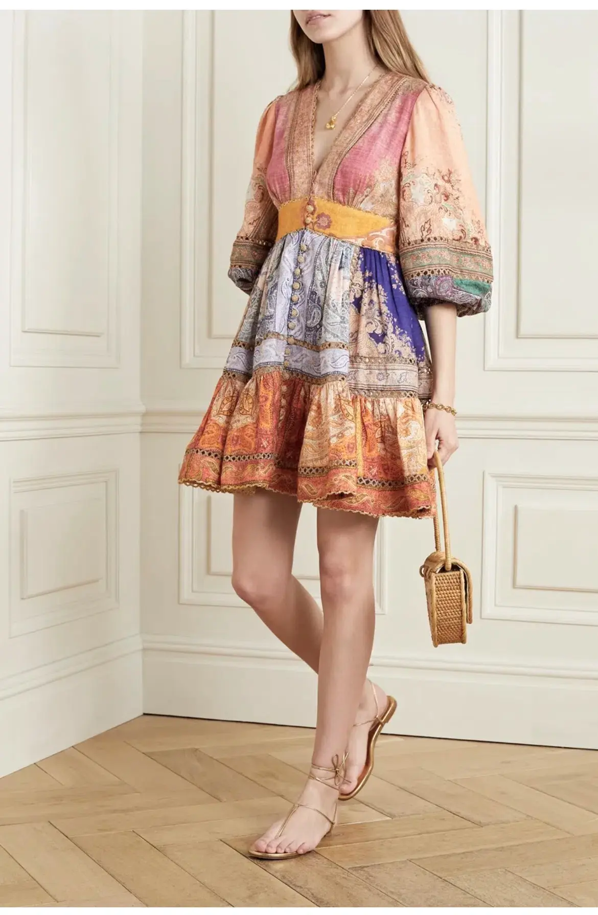 Zimmermann Anneke Lantern Mini Dress Print Size 3 / Au 14 - Image 1