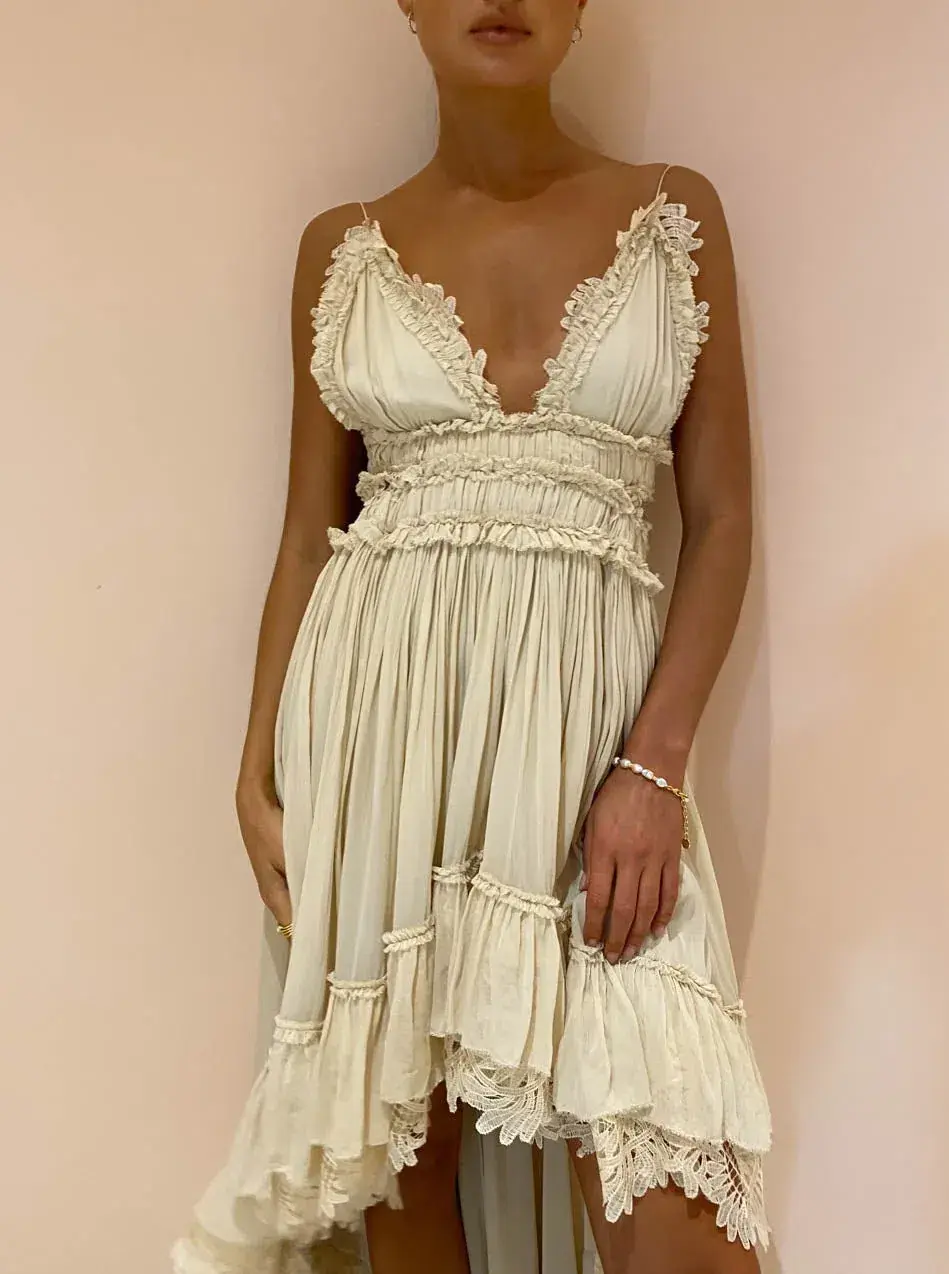 Magali Pascal Emiliana Midi Dress in Ivory Cream Size M / Au 10 - Image 4
