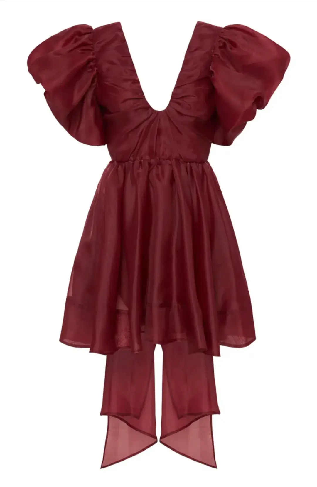 Aje Gretta Organza Mini Dress Burgundy Size 8 / S for rent on The Volte - main image