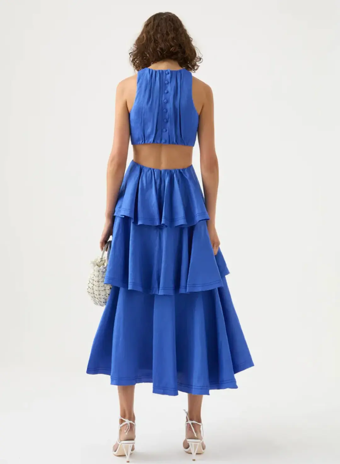 Aje Wave Cut Out Ring Midi Dress Marine Blue Size 8  for rent on The Volte - main image