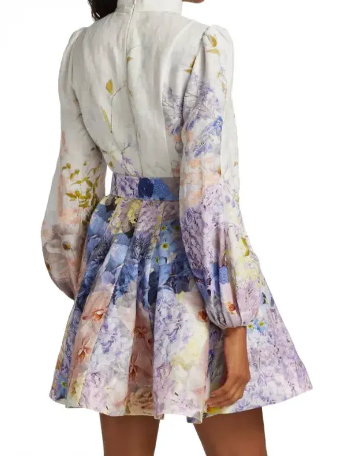 Zimmermann Rhythmic Buttoned Mini Dress Floral Size 12 - Image 2