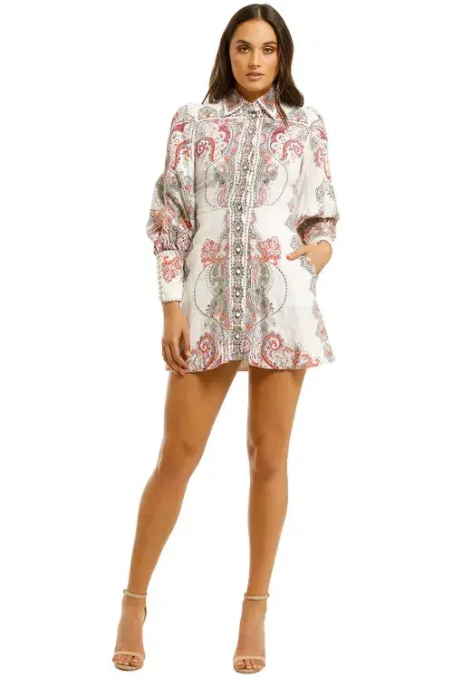 Zimmermann Ninety Six Shirt Mini Dress Multi Size 1 / AU 10 - Image 4
