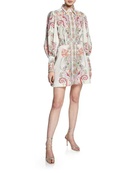 Zimmermann Ninety Six Shirt Mini Dress Multi Size 1 / AU 10 - Image 2
