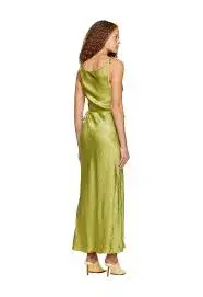 ACNE Studios -  hammered-satin midi wrap dress - chartreuse for rent on The Volte - main image