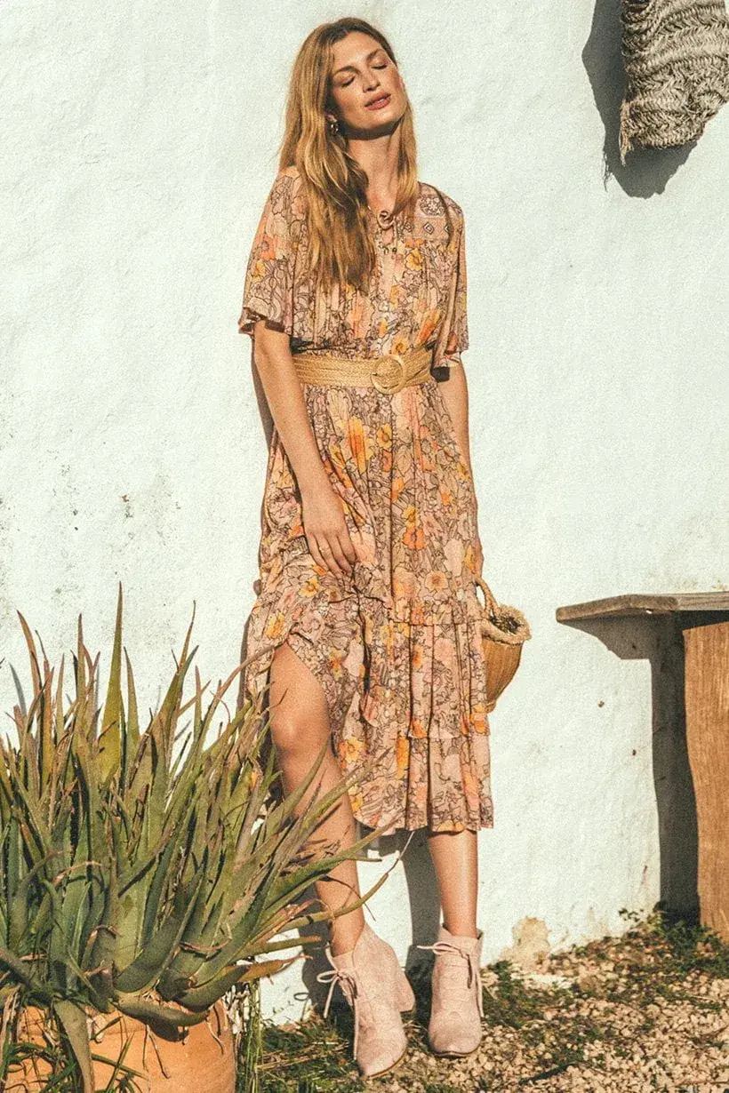 Spell & The Gypsy Amethyst Garden Party Dress Peach Size XS / AU 6 - Image 2
