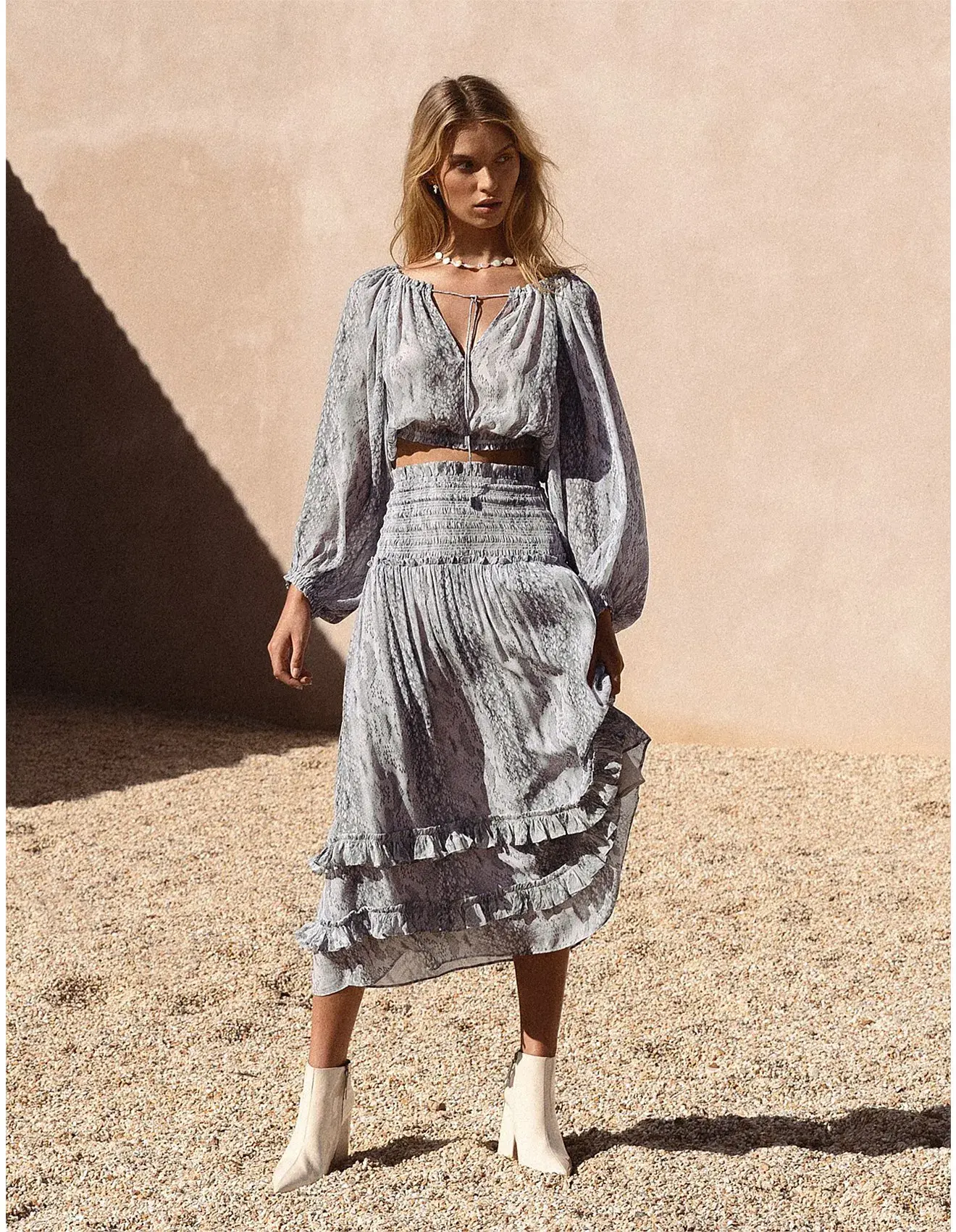 Steele Set Nile Blouse & Skirt Grey AU 8 - Image 1