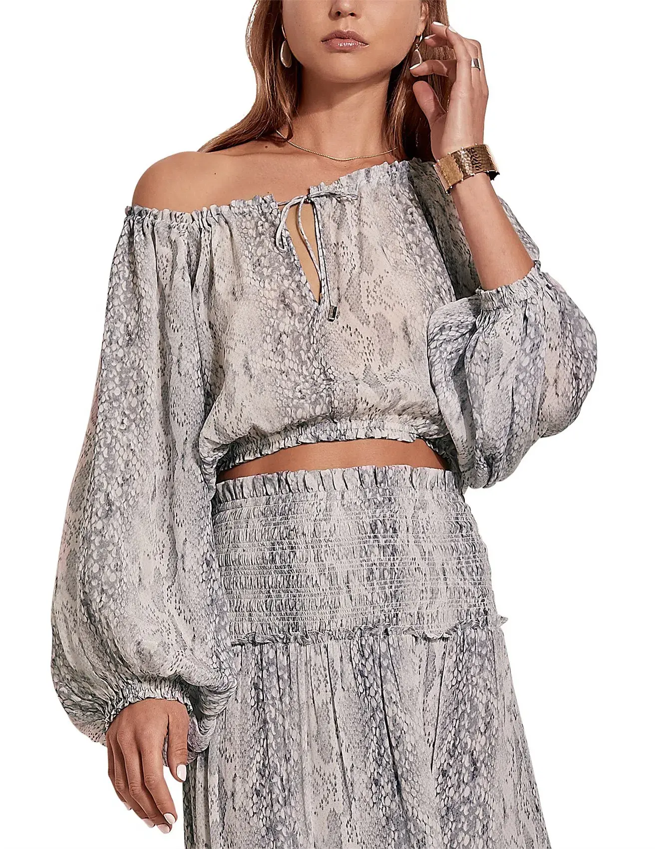 Steele Set Nile Blouse & Skirt Grey AU 8 - Image 2