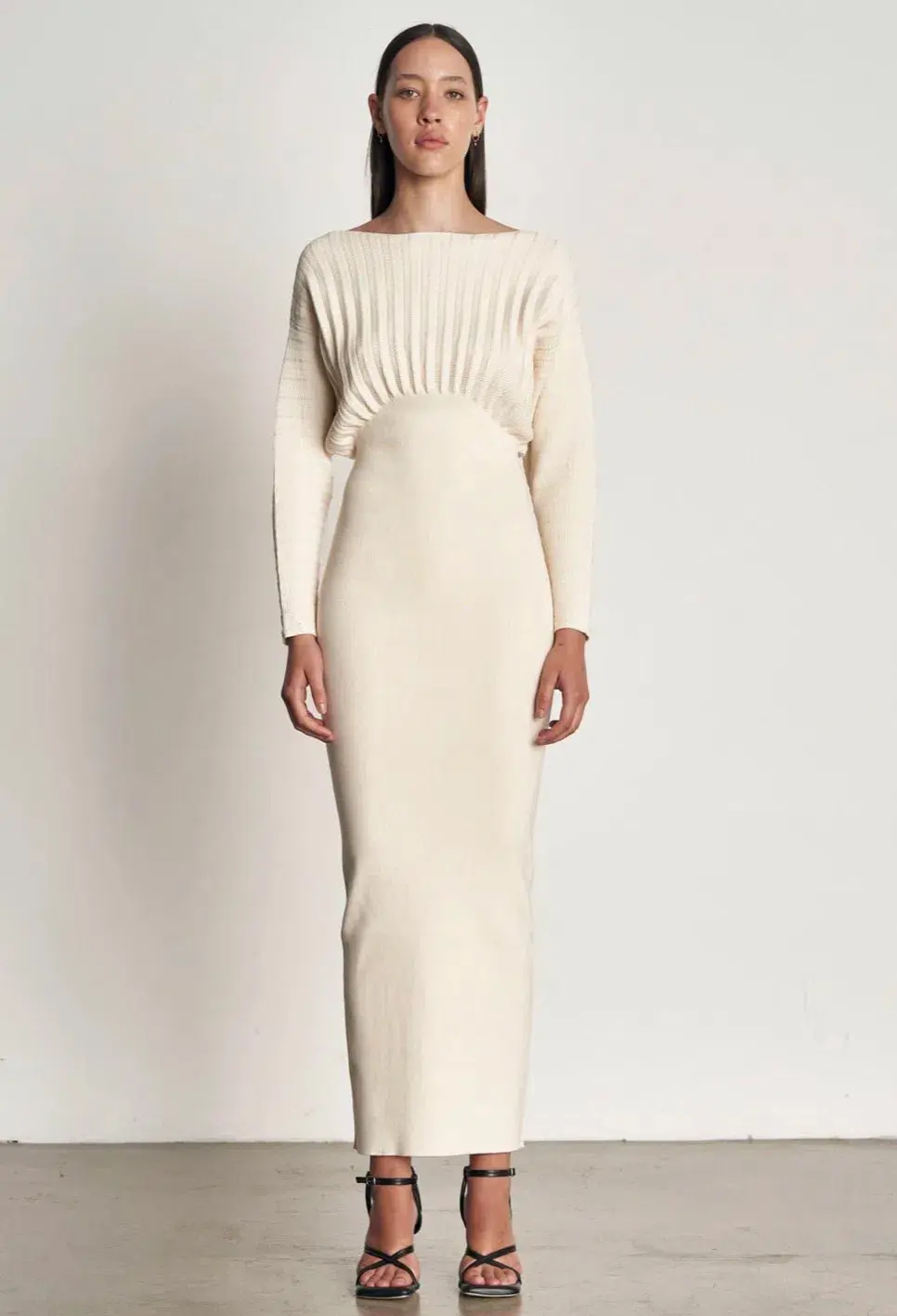 Wynn Hamlyn Accordion knit Gown Ivory Size AU 6 for rent on The Volte - main image