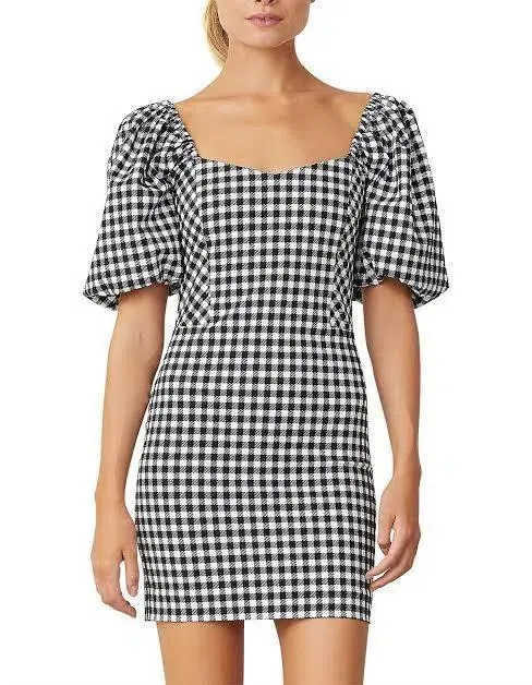 Bec & Bridge Check It Out Mini Dress Black Print Size 2 / AU 6 - Image 3