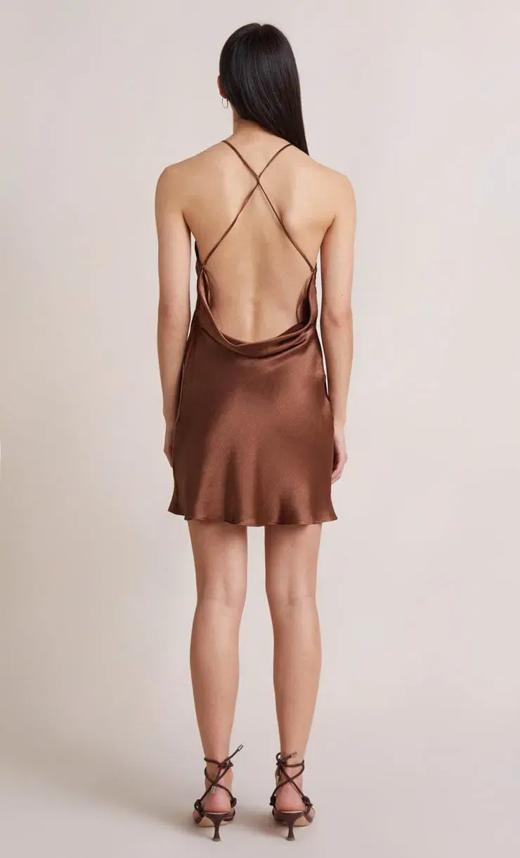 BEC & BRIDGE CHOCOLATE ANNIKA MINI DRESS - SIZE 10 AU/6 US (RRP $200) for rent on The Volte - main image