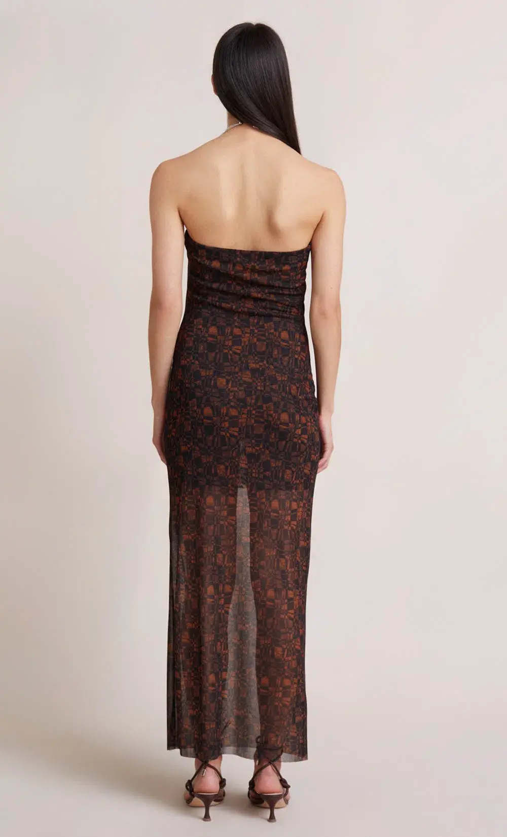 Bec & Bridge Checkmate Strapless Maxi Dress Print Size AU 6 - Image 4