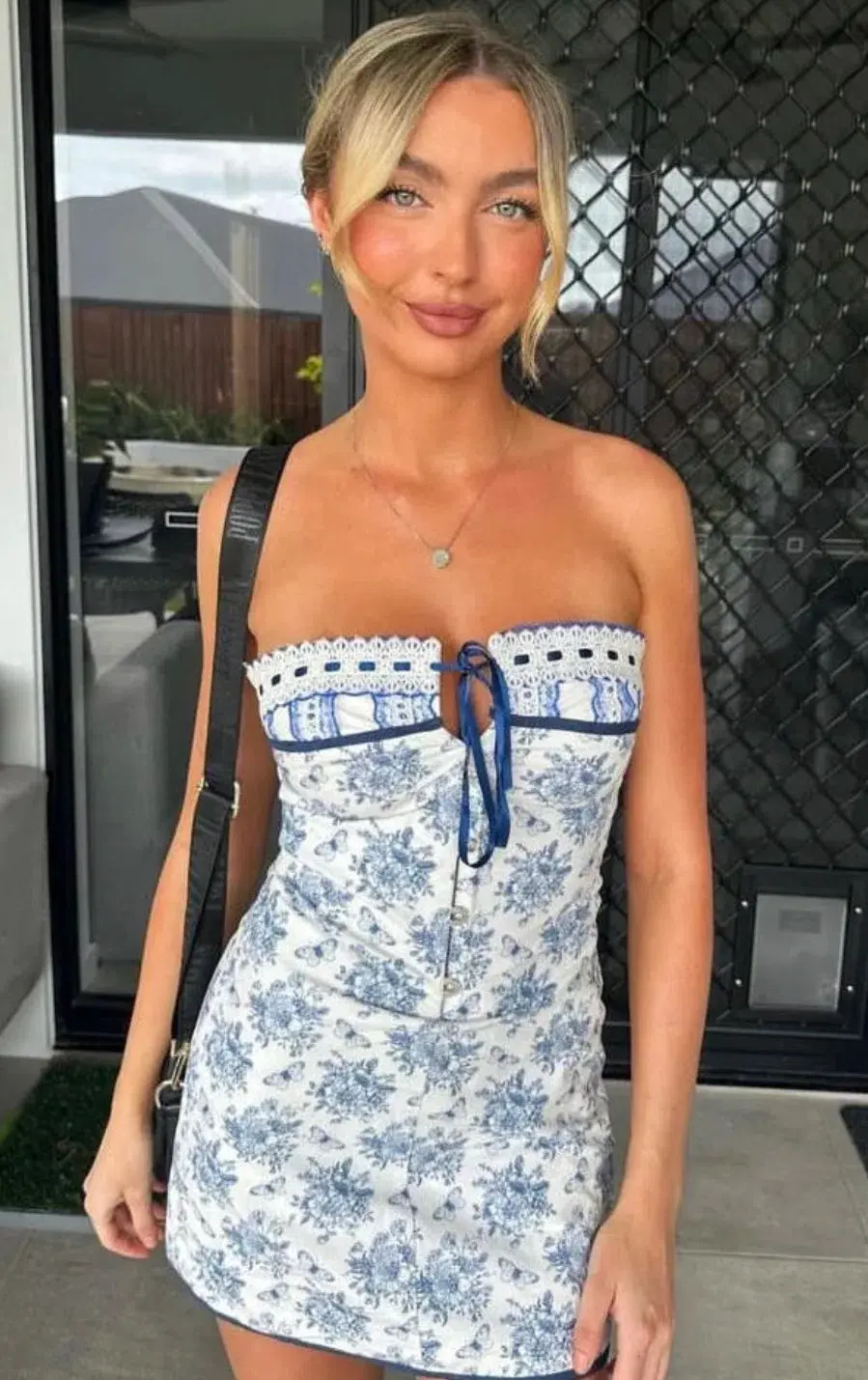 With Jean Sabrin Mini Dress in Toile Papillon Blue Size S / Au 8 - Image 2