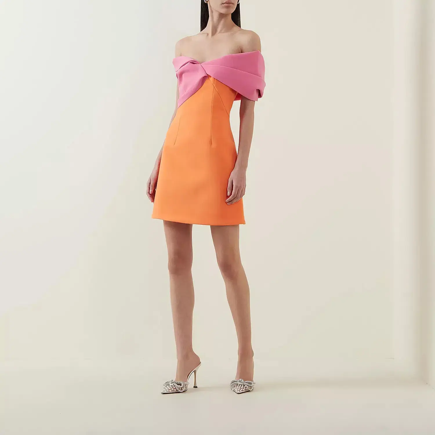 Rachel Gilbert Matteo Off Shoulder Mini Dress Orange/Pink Size 1 / AU 8 - Image 1
