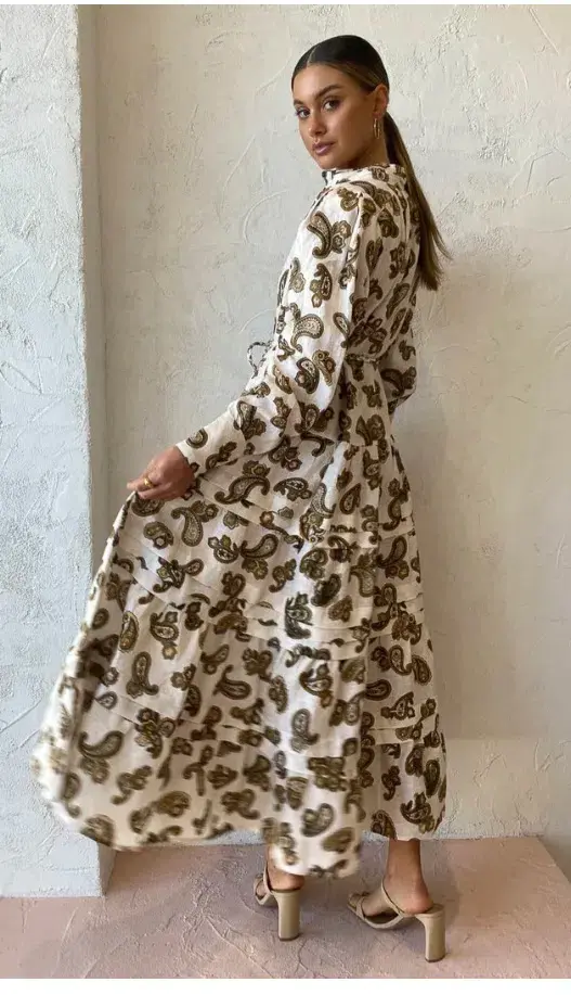 Alemais Mia Midi Dress Cream Paisley Size 10 - Image 3