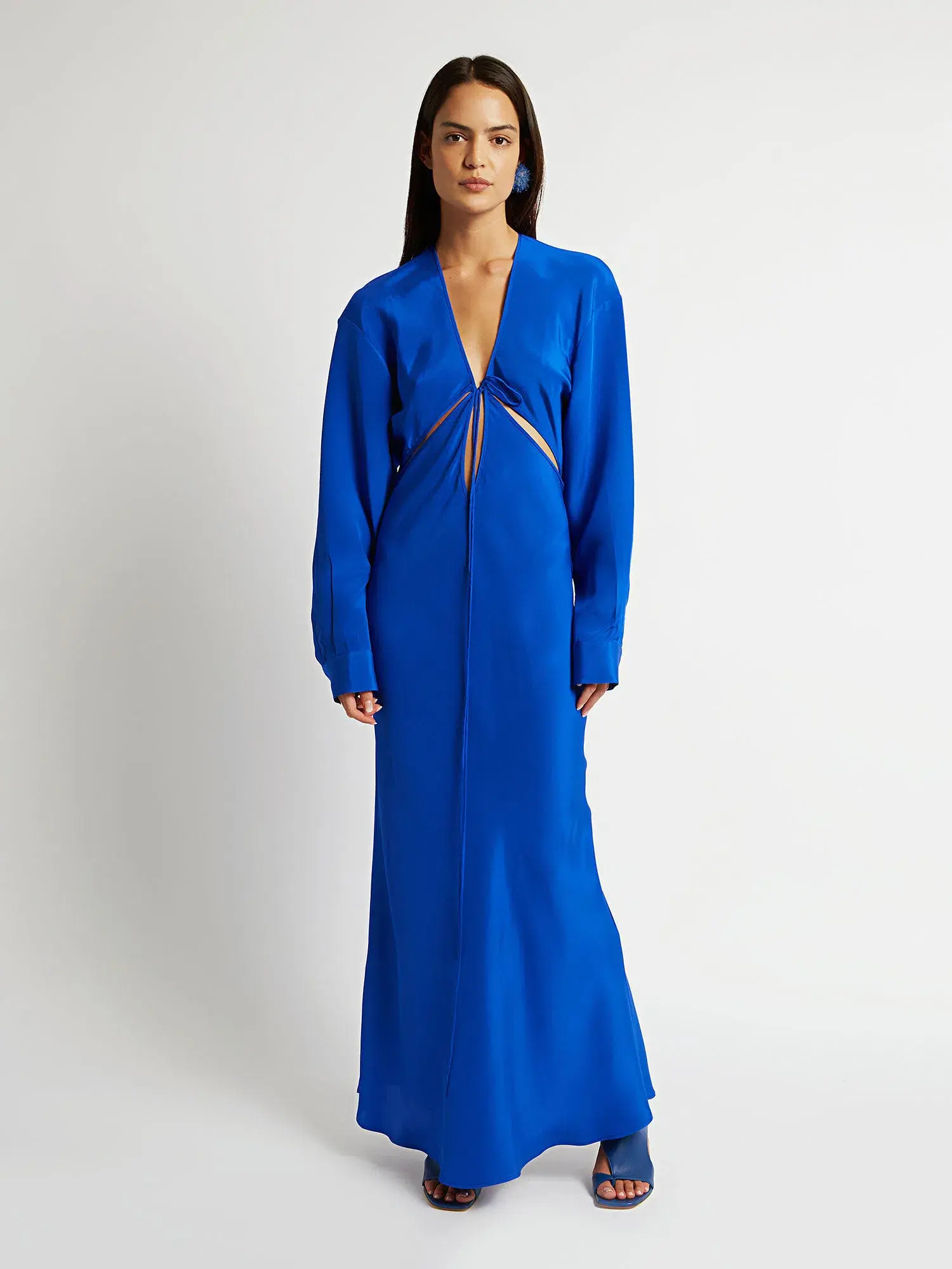 Christopher Esber Triquetra Front Tie Shirt Dress Blue Size 6 - Image 1
