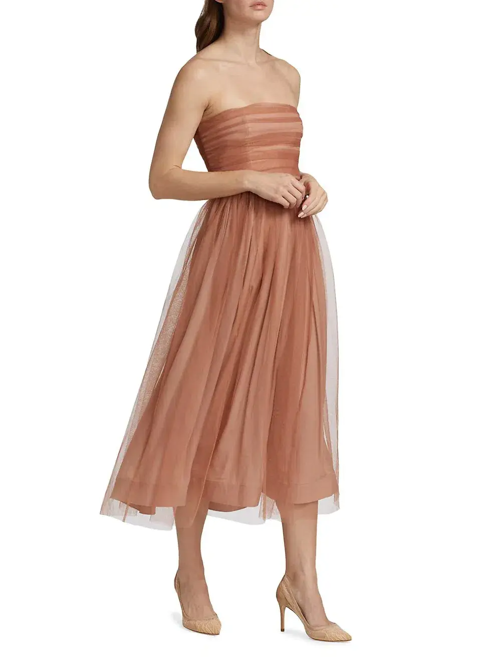 Zimmermann Tulle Strapless Midi Dress in Lipstick Size 1/AU 10 - Image 3