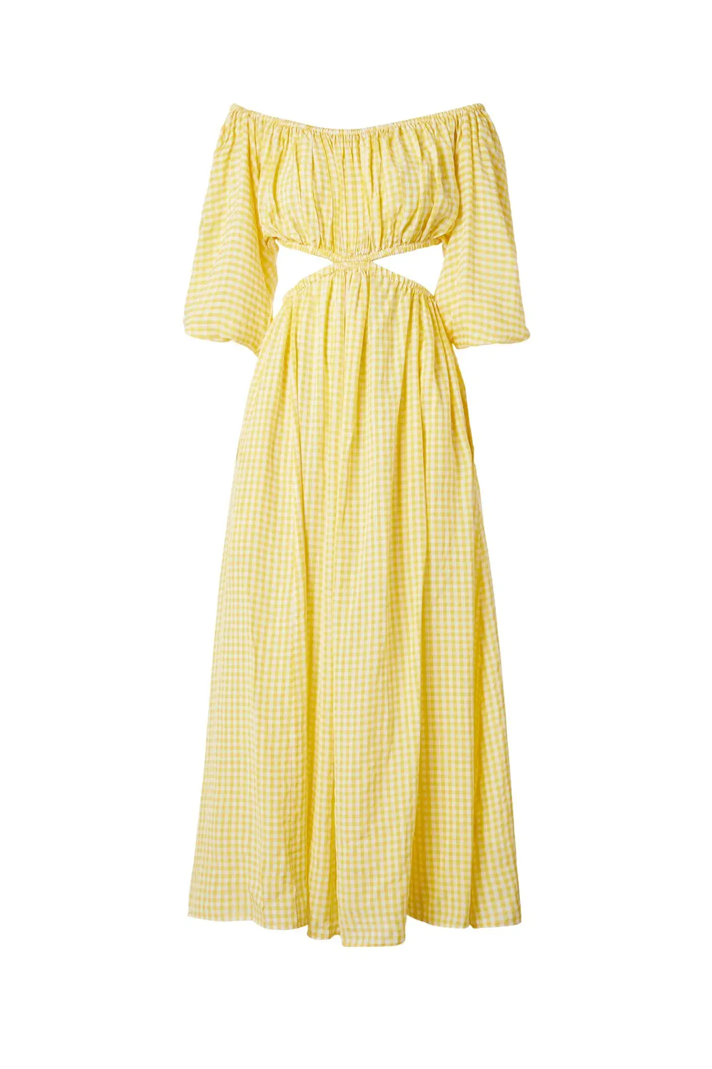 Scanlan Theodore Gingham Cut Out Dress Yellow Size 8 - Image 6