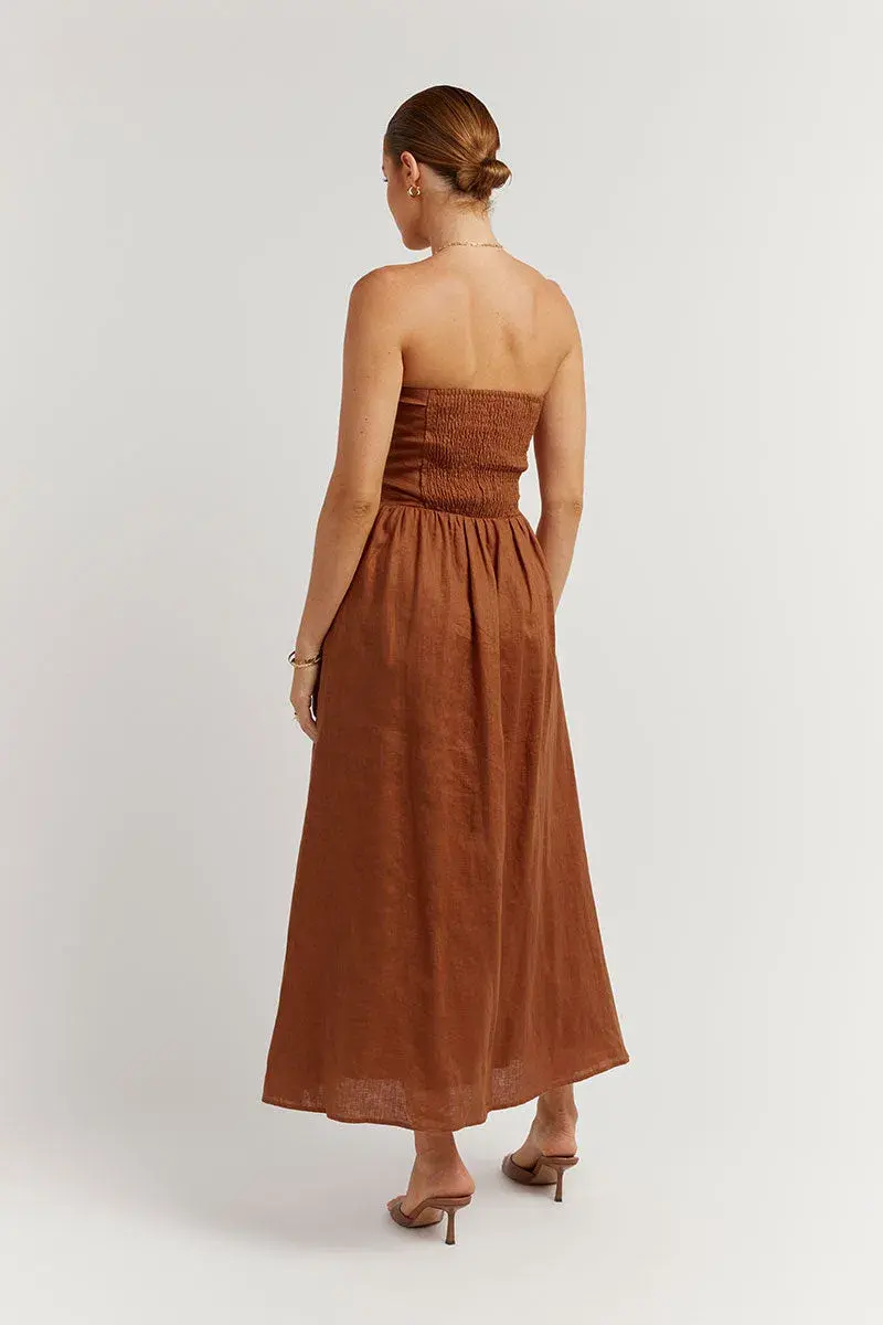 Dissh Lexi Linen Dress Brown Size 6 - Image 3