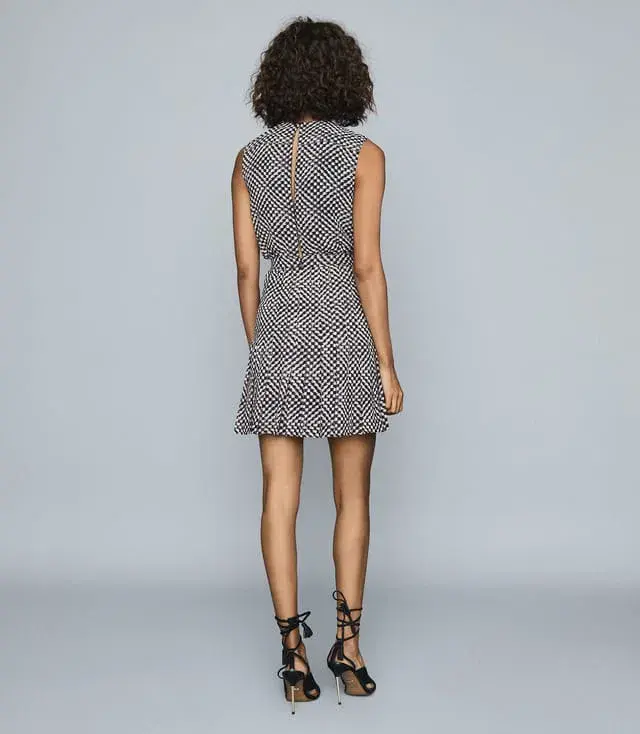 Reiss Nancy Mini Dress Black Print Size 8 - Image 4