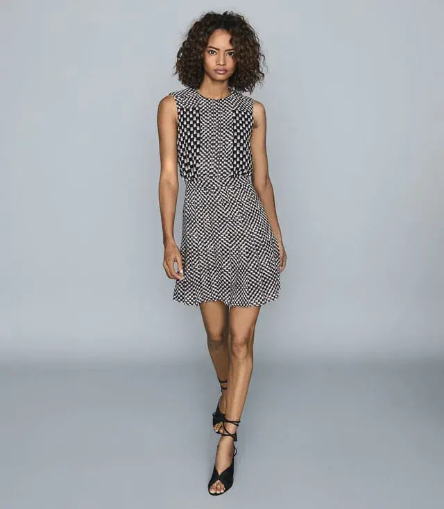 Reiss Nancy Mini Dress Black Print Size 8 - Image 2