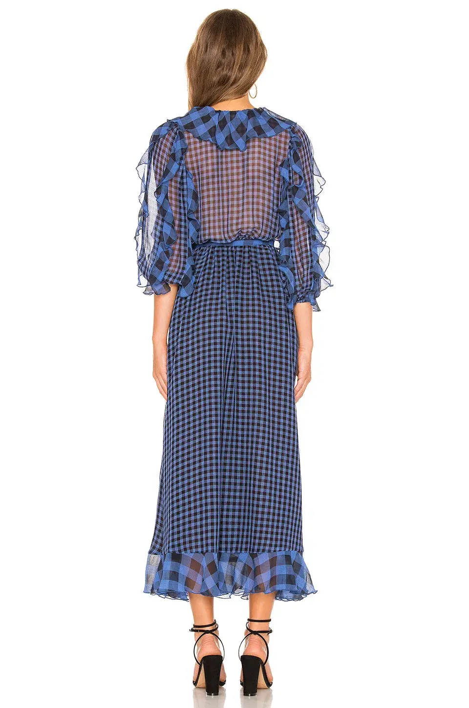 Tularosa Alicia Dress in Blue Check Size XL/AU 16 - Image 2