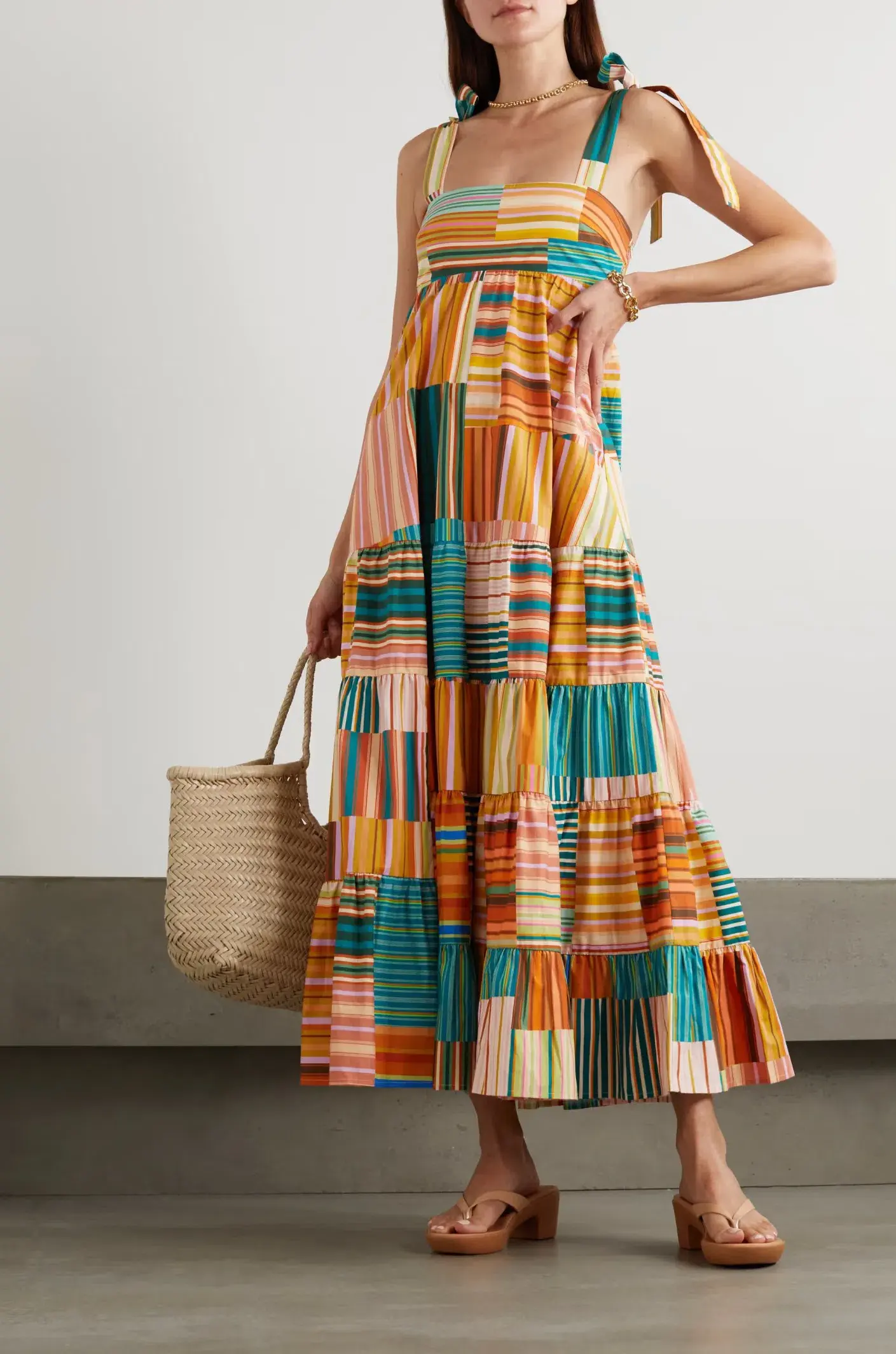 Alemais Sloane Tiered Midi Dress Multi Size 14 - Image 1