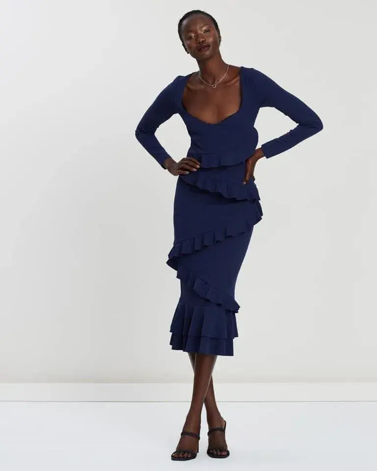 Pasduchas Tailsman Midi Dress Blue Size AU 10 - Image 1