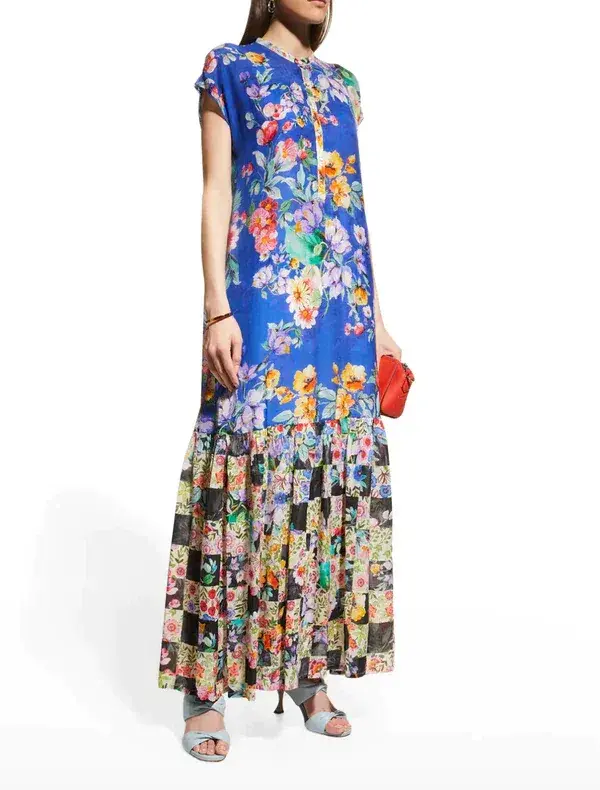 Johnny Was Sky Flower Alba Dress W / Slip Size XL/Au14 - Image 2