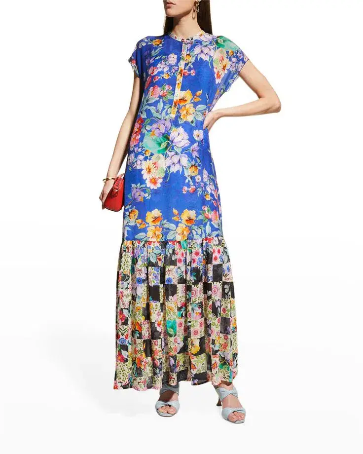 Johnny Was Sky Flower Alba Dress W / Slip Size XL/Au14 - Image 1