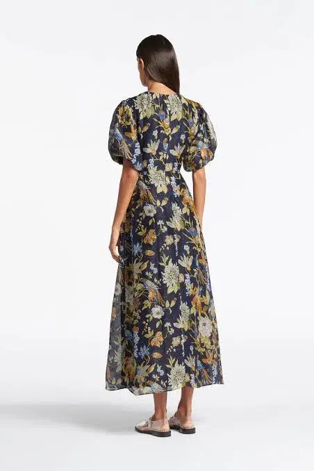 Sir The Label Lilian Puff Sleeve Maxi Dress In Delia Print Navy Size AU 8 - Image 2