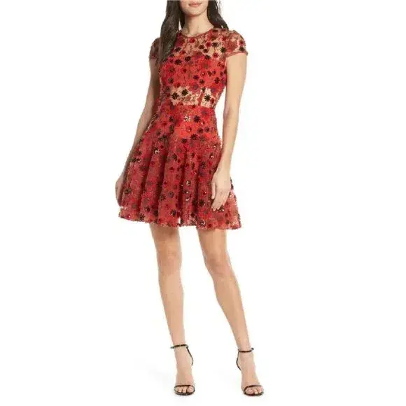 Bronx & Banco Della Rouge Embellished Mini Dress Red Size AU 6 - Image 1