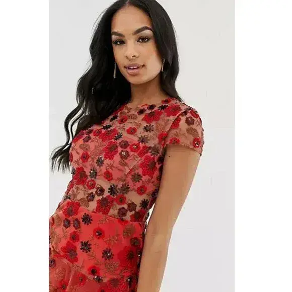 Bronx & Banco Della Rouge Embellished Mini Dress Red Size AU 6 - Image 2