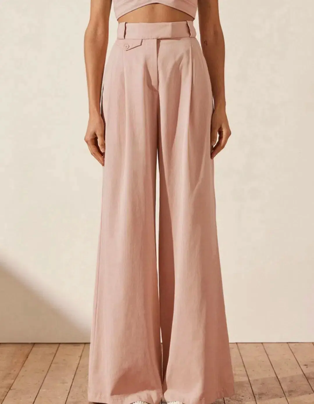 Shona Joy Sara Oversized Tailored Vest Size 8 and Tailored Wide Leg Pants Size 10 Set Powdered Pink - Image 4