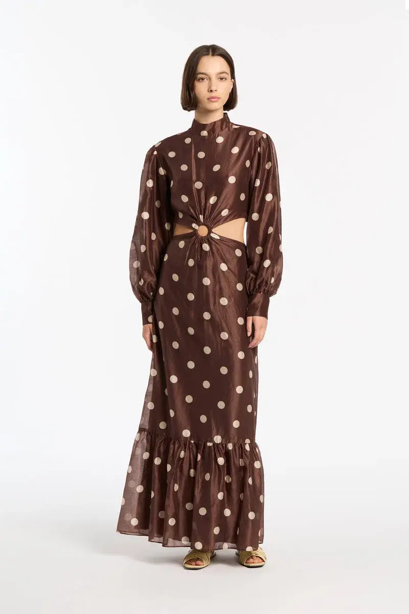 Sir The Label Vivi Long Sleeve Cut Out Maxi Dress Brown Size 0 / AU 6 - Image 1