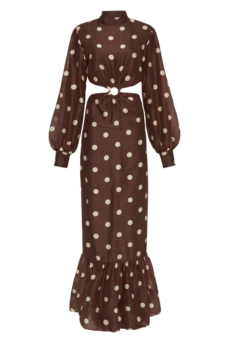 Sir The Label Vivi Long Sleeve Cut Out Maxi Dress Brown Size 0 / AU 6 - Image 3