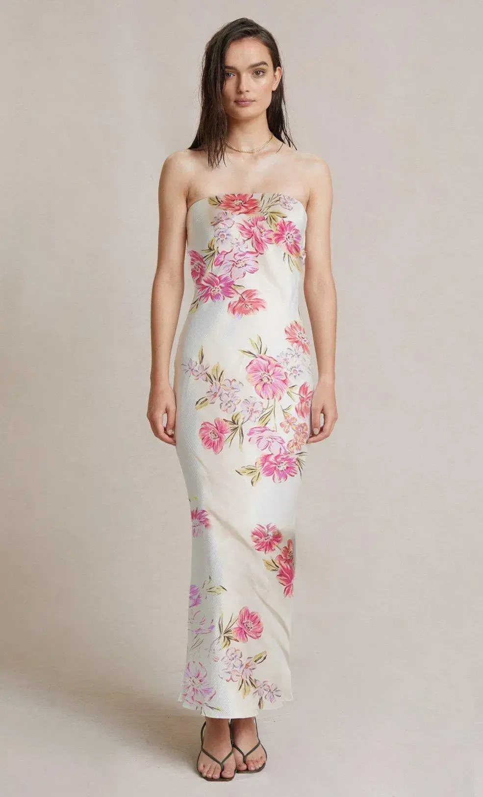 Bec & Bridge Tropic Fauna Strapless Dress White Size AU 10 - Image 1