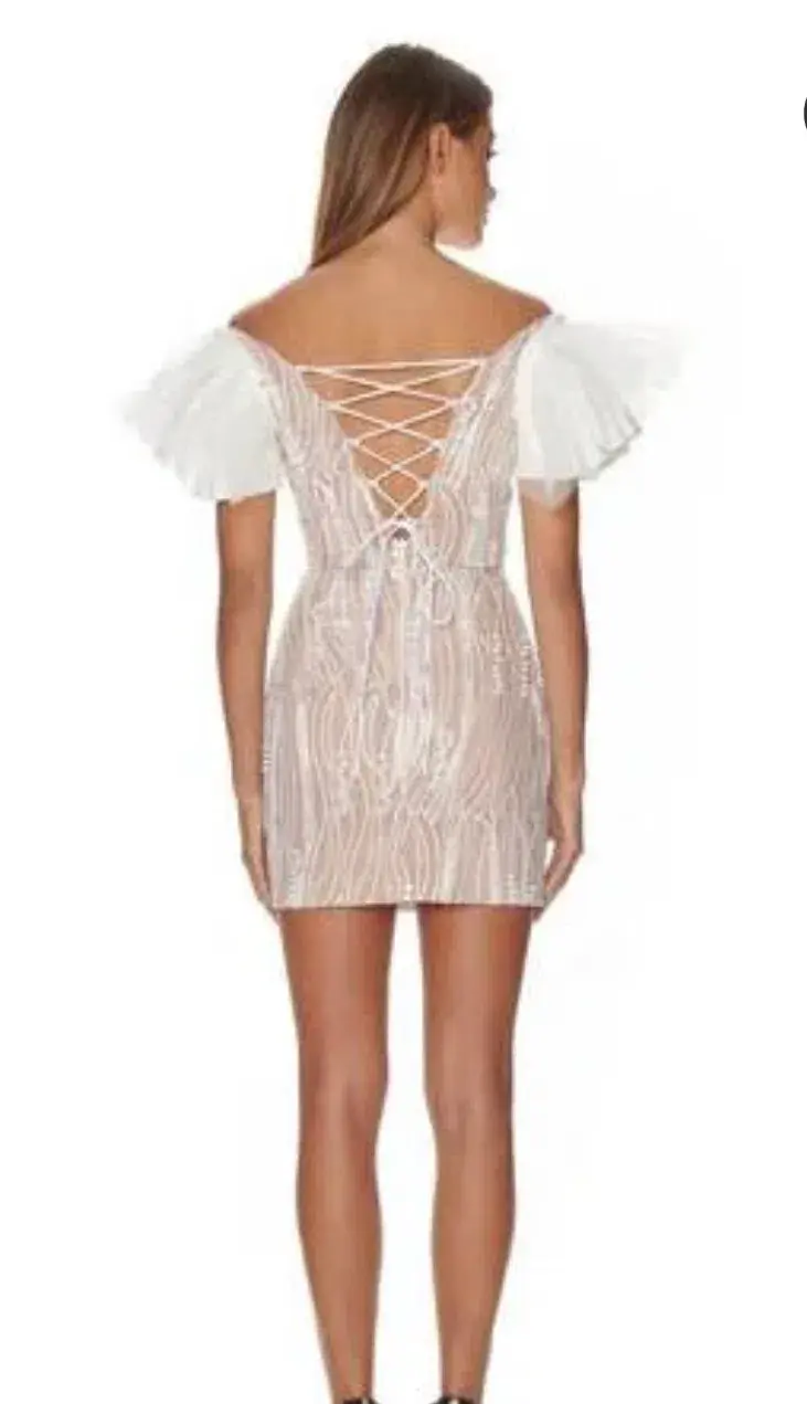 Eliya The Label The Trinity Mini Dress Nude/White Size M / Au 10 - Image 3