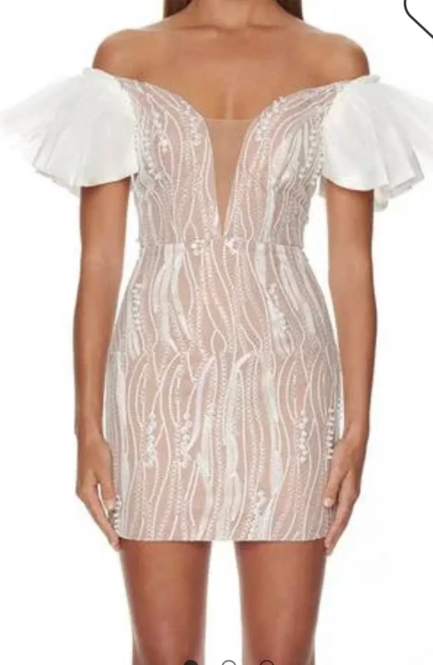 Eliya The Label The Trinity Mini Dress Nude/White Size M / Au 10 - Image 2